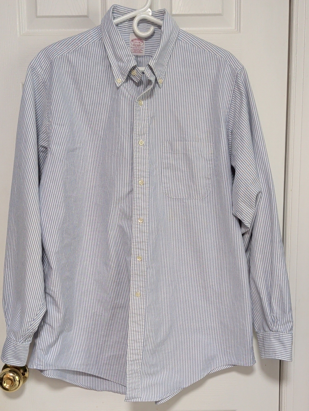 2 For $35 Brooks Brothers Blue and White Striped Button-Down Dress Shirt